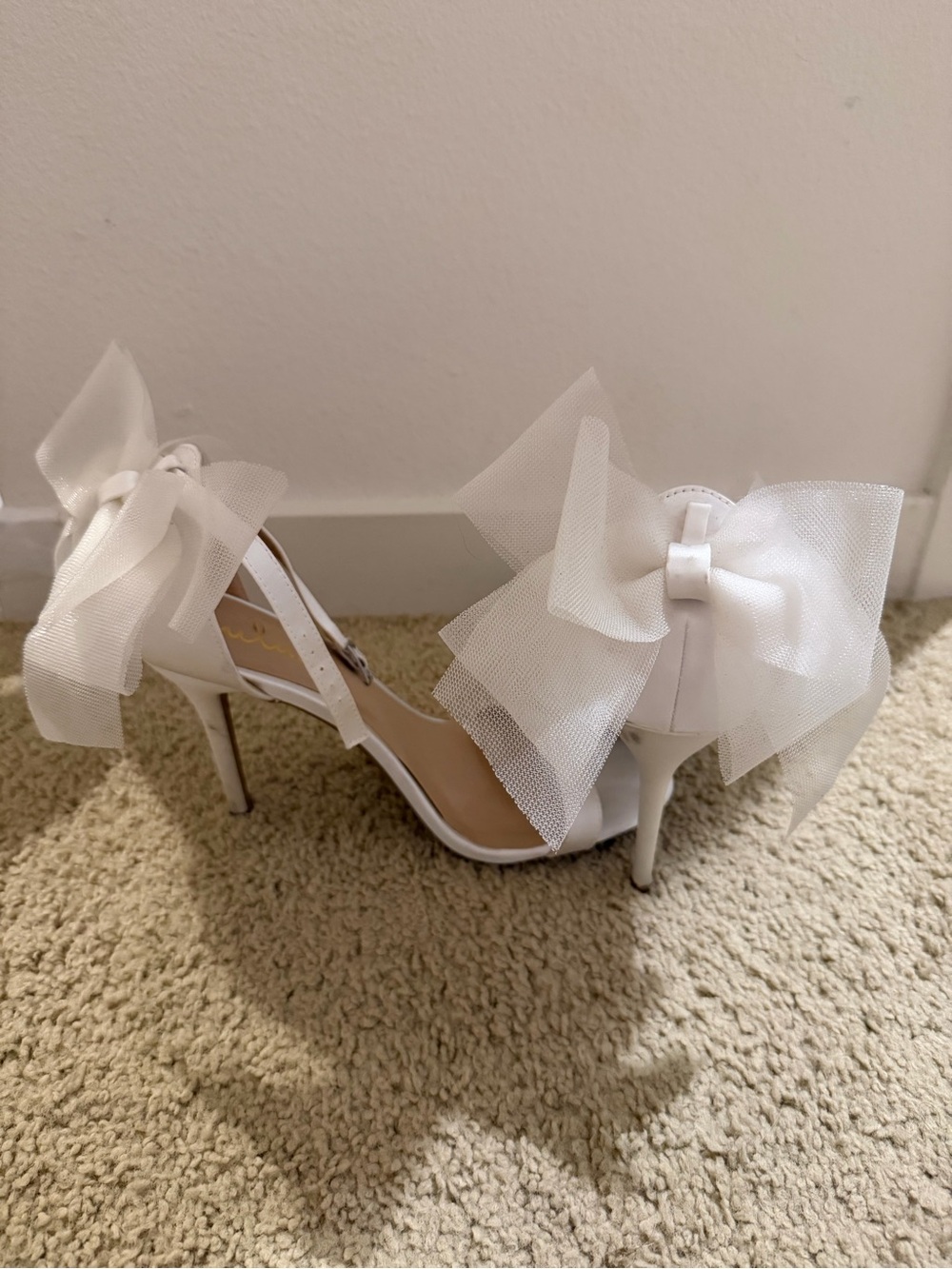 Lulu's White Tulle Bow High Heel Sandals